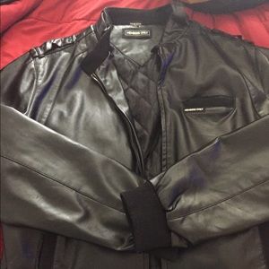Faux Real Black Sleek Jacket Like New!!!!!